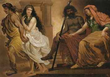 Orpheus versucht Eurydike aus der Unterwelt zu retten